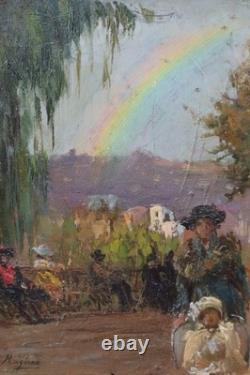 Scène de parc animé, arc en ciel, R Ragione