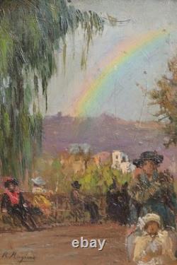 Scène de parc animé, arc en ciel, R Ragione