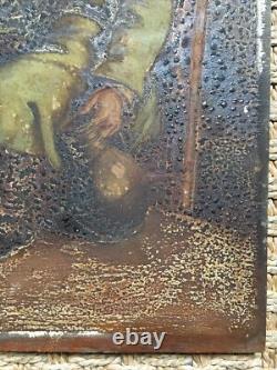 Scène de taverne Huile sur bois à Restaurer