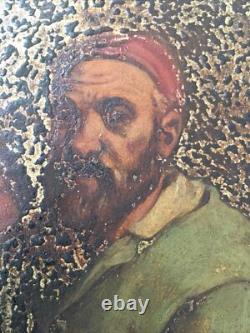 Scène de taverne Huile sur bois à Restaurer