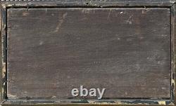 Small Antique Original Oil Painting Seascape Fishing Boat, Framed