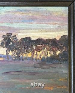 Small Impressionist School Original Oil Painting Morning Landscape, Framed