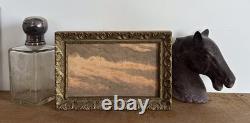 Small Original Antique View Sky, Oil Painting, 19th Century, Framed