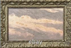 Small Original Antique View Sky, Oil Painting, 19th Century, Framed