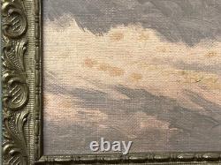 Small Original Antique View Sky, Oil Painting, 19th Century, Framed