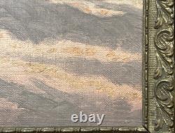 Small Original Antique View Sky, Oil Painting, 19th Century, Framed
