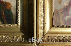 Suite de 4 tableaux XIX° siècle Napoléon Bonaparte, portraits de famille