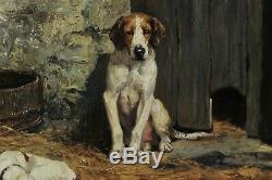 Superbe Charles-Olivier de Penne (1831-1897), Trois chiens au chenil