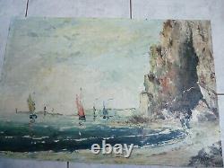 Superbe ancienne Peinture huile originale Marine de Pierre Arnaud (1912-)