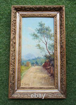 Superbe huile sur bois paysage provençal signé Berry tableau encadré vers 1880