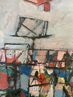 Superbe petit tableau abstrait 1960 sur bois 27 x 21 cm