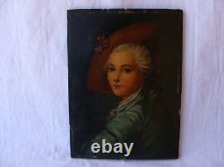 Superbe tableau huile sur bois femme élégante XIXe