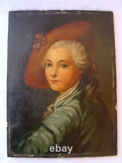 Superbe tableau huile sur bois femme élégante XIXe