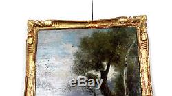 Superbe tableau huile sur panneau de bois suiveur de Corot