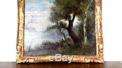 Superbe tableau huile sur panneau de bois suiveur de Corot