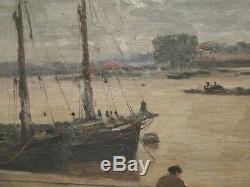 Sur les quais de Bordeaux 1905. Rare tableau de Paul Saïn (1853-1908)