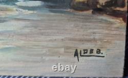 TABLEAU ANCIEN 1900/1920 MARINE Voiliers et embarcation d'un marin