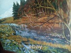 TABLEAU ECOSSAIS signé HUILE sur bois 120x90cm OLD SCOTTISH PAINTING 1997 en TBE