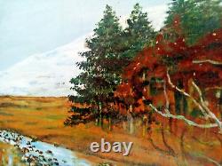 TABLEAU ECOSSAIS signé HUILE sur bois 120x90cm OLD SCOTTISH PAINTING 1997 en TBE