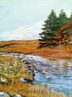 TABLEAU ECOSSAIS signé HUILE sur bois 120x90cm OLD SCOTTISH PAINTING 1997 en TBE