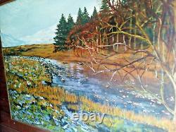 TABLEAU ECOSSAIS signé HUILE sur bois 120x90cm OLD SCOTTISH PAINTING 1997 en TBE