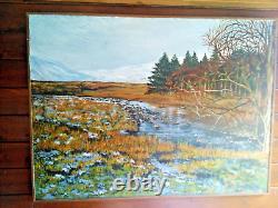 TABLEAU ECOSSAIS signé HUILE sur bois 120x90cm OLD SCOTTISH PAINTING 1997 en TBE