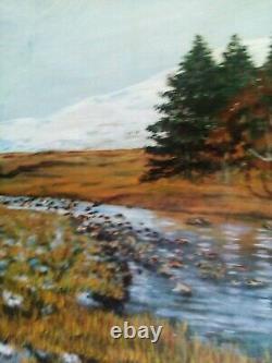 TABLEAU ECOSSAIS signé HUILE sur bois 120x90cm OLD SCOTTISH PAINTING 1997 en TBE