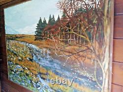 TABLEAU ECOSSAIS signé HUILE sur bois 120x90cm OLD SCOTTISH PAINTING 1997 en TBE