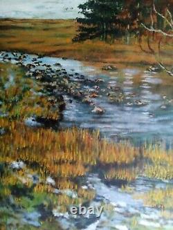 TABLEAU ECOSSAIS signé HUILE sur bois 120x90cm OLD SCOTTISH PAINTING 1997 en TBE