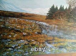 TABLEAU ECOSSAIS signé HUILE sur bois 120x90cm OLD SCOTTISH PAINTING 1997 en TBE