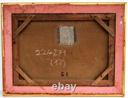 TABLEAU Paysage Fluvial Pêcheurs Huile sur Toile Beau Cadre Bois Doré XIXème