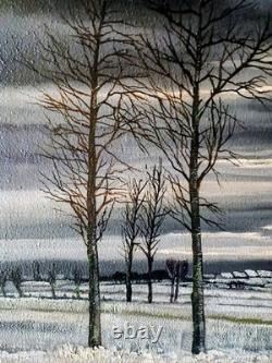 TABLEAU -ancien HST Moulin en bois signé (Ernest Fillemont 1951 -BELGE)