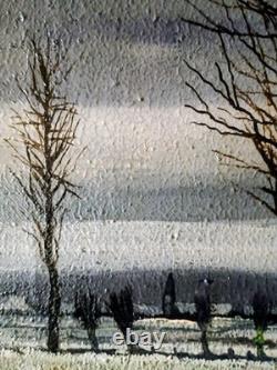 TABLEAU -ancien HST Moulin en bois signé (Ernest Fillemont 1951 -BELGE)
