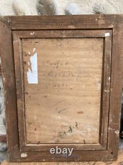 TRes Belle Peinture Huile Sur bois mandoline chapeau 1950 Portrait Homme art