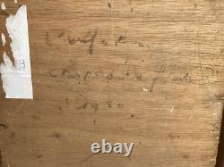 TRes Belle Peinture Huile Sur bois mandoline chapeau 1950 Portrait Homme art