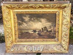 T BUÉ ROUSSEAU Paysage Marin Peinture huile sur panneau de bois