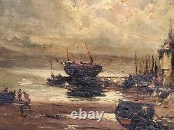 T BUÉ ROUSSEAU Paysage Marin Peinture huile sur panneau de bois