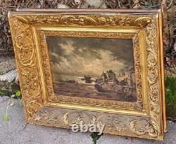 T BUÉ ROUSSEAU Paysage Marin Peinture huile sur panneau de bois