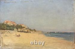 Tableau Ancien Cannes Croisette Theophile Jaouen 1890 Impressionniste