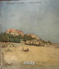 Tableau Ancien Cannes Croisette Theophile Jaouen 1890 Impressionniste