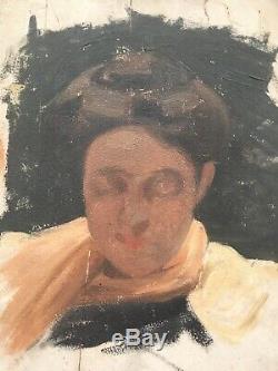 Tableau Ancien Etude Portrait Femme Alice Kaub-Casalonga (1875-1948) XIXE