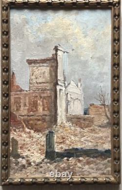 Tableau Ancien Guerre (1914-1918) Ruine France XXe Siècle