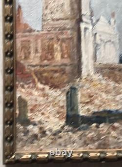 Tableau Ancien Guerre (1914-1918) Ruine France XXe Siècle