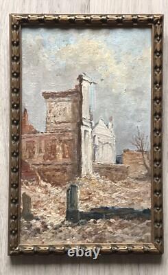 Tableau Ancien Guerre (1914-1918) Ruine France XXe Siècle