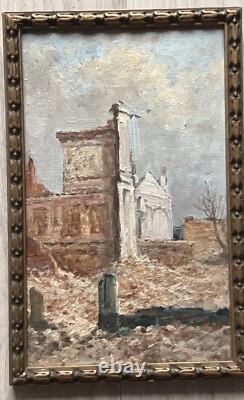 Tableau Ancien Guerre (1914-1918) Ruine France XXe Siècle