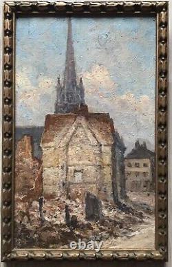 Tableau Ancien Guerre (1914-1918) Ruine Rouen XXe Siècle