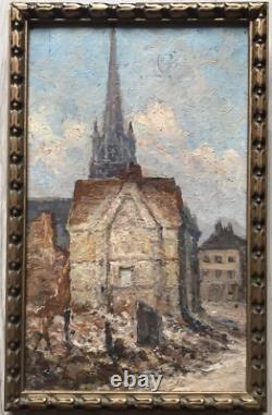 Tableau Ancien Guerre (1914-1918) Ruine Rouen XXe Siècle