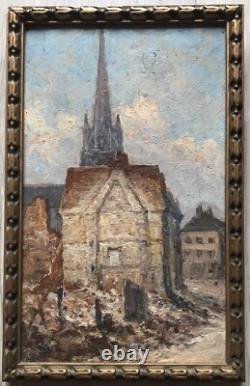 Tableau Ancien Guerre (1914-1918) Ruine Rouen XXe Siècle