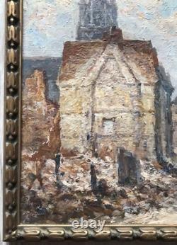 Tableau Ancien Guerre (1914-1918) Ruine Rouen XXe Siècle