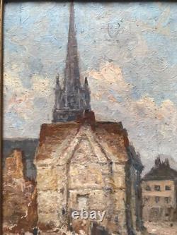 Tableau Ancien Guerre (1914-1918) Ruine Rouen XXe Siècle